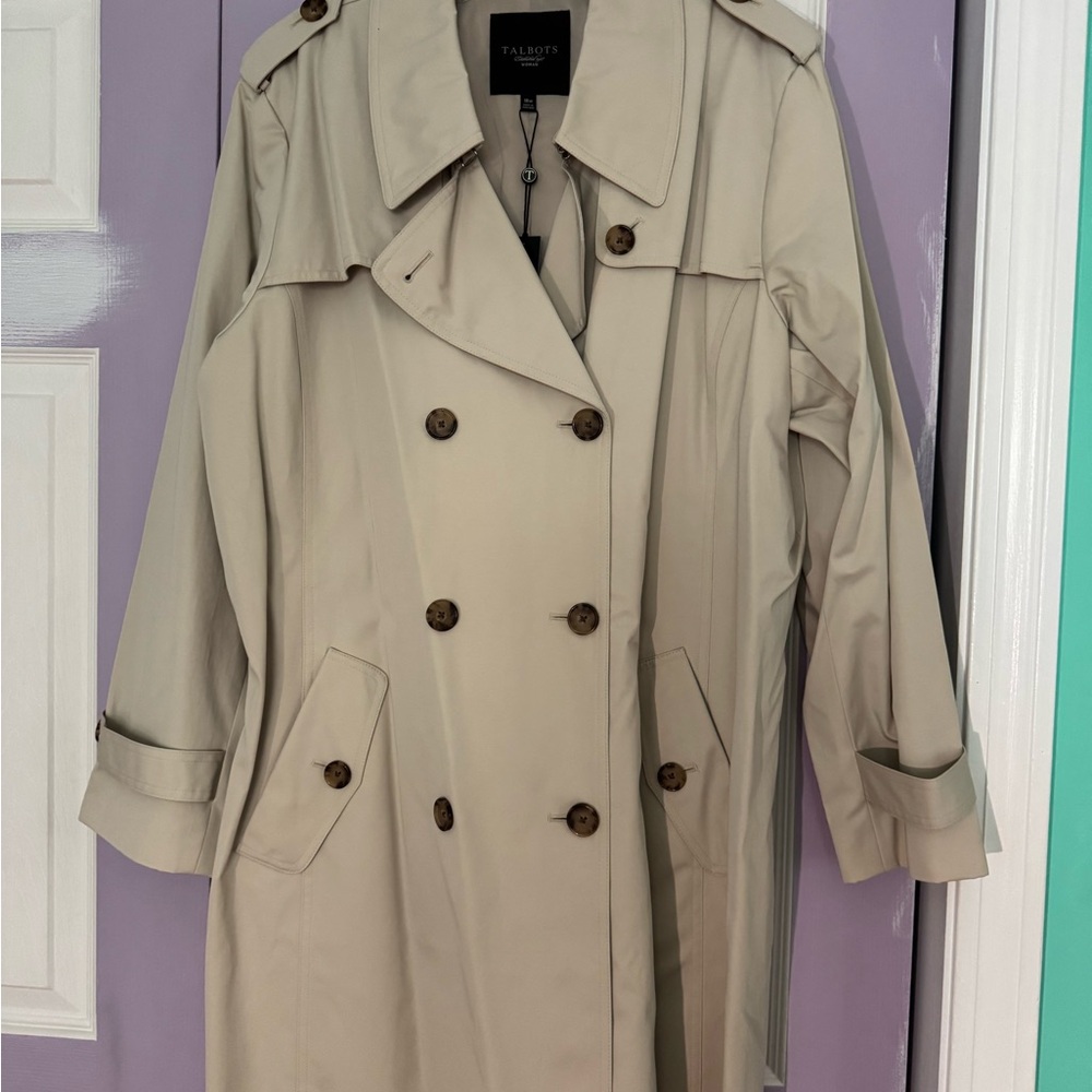 Talbots Tan Trench Coat Classic Style
